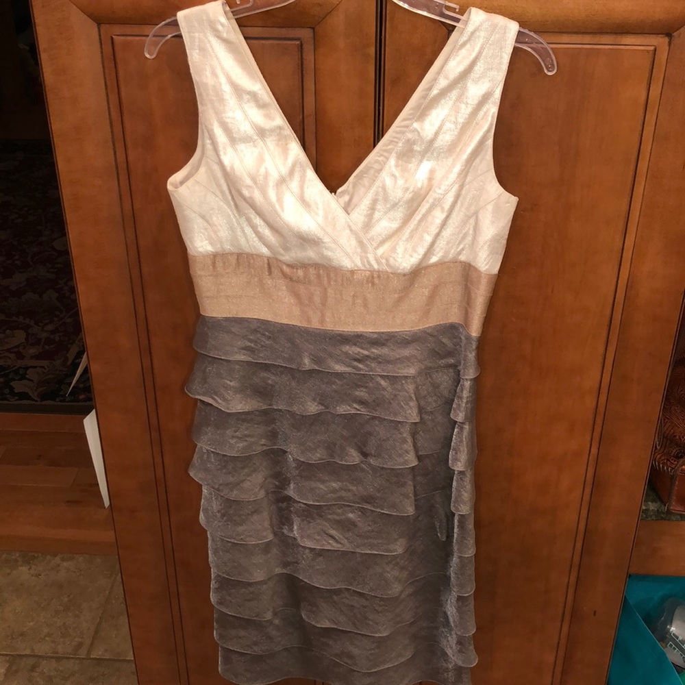 Adrianna Papell pleated ruffle ombré dress